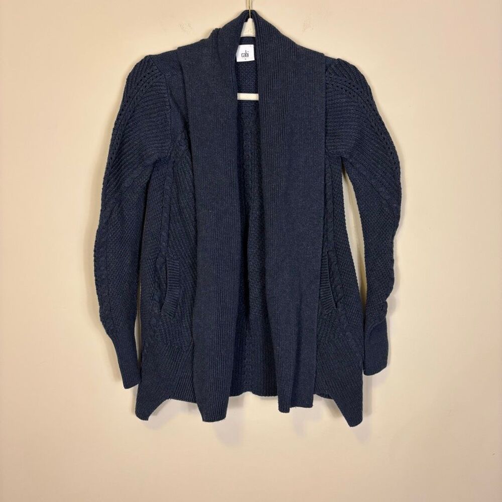 Cabi Blue Cotton‎ Knit Open Countryside Cardigan Sweater Style# 3014 Small